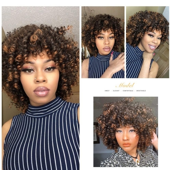 NEW 2 Tone Brown Synthetic Wig Shoulder Length main image 2
